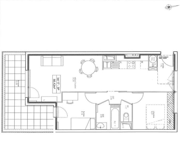 Appartement - 55 m² - 3 pièces