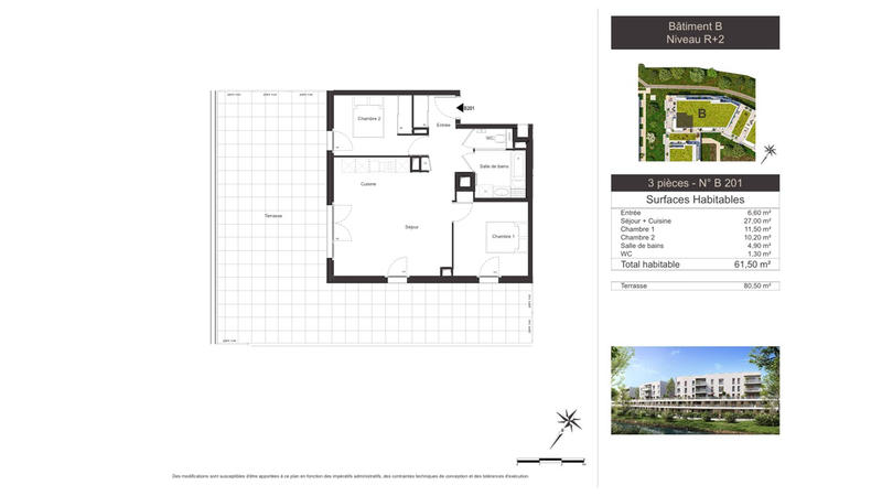 Appartement - 62 m² - 3 pièces