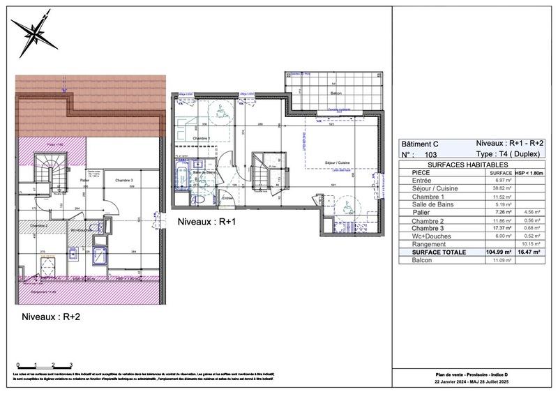 Duplex - 105 m² - 4 pièces