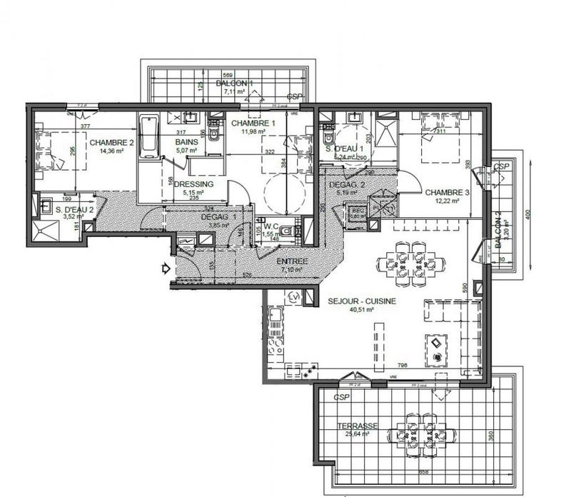 Appartement - 116 m² - 4 pièces