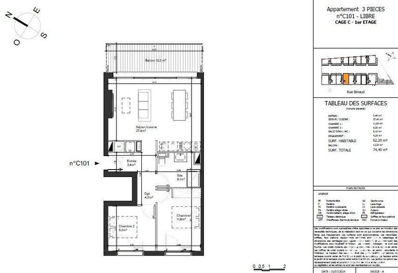 Appartement - 62 m² - 3 pièces