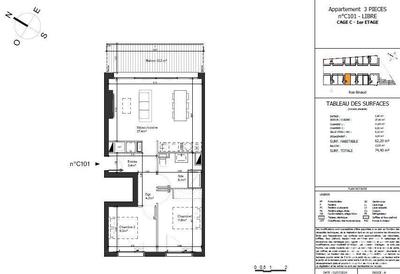 Appartement - 62 m² - 3 pièces