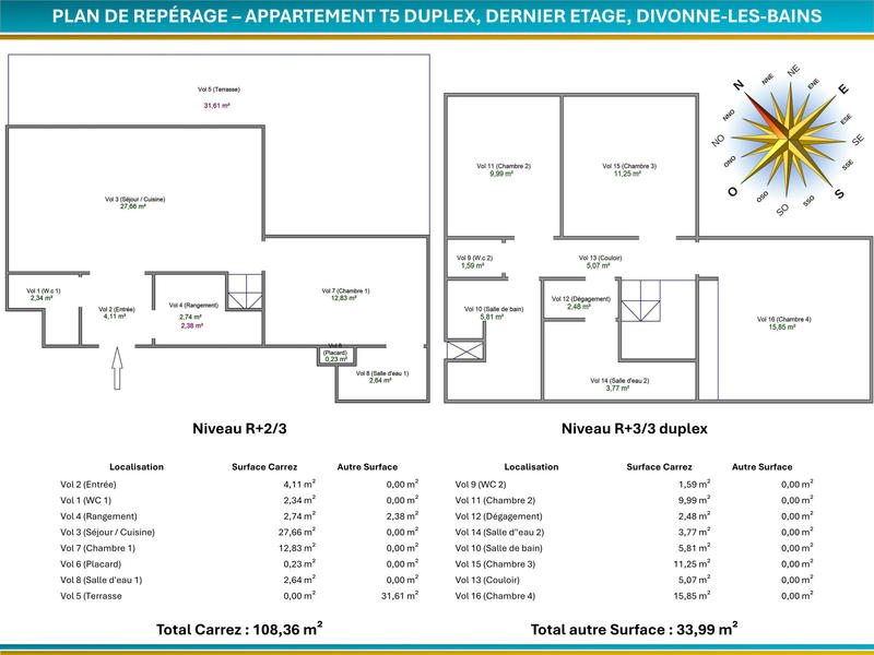 Duplex - 108 m² - 5 pièces