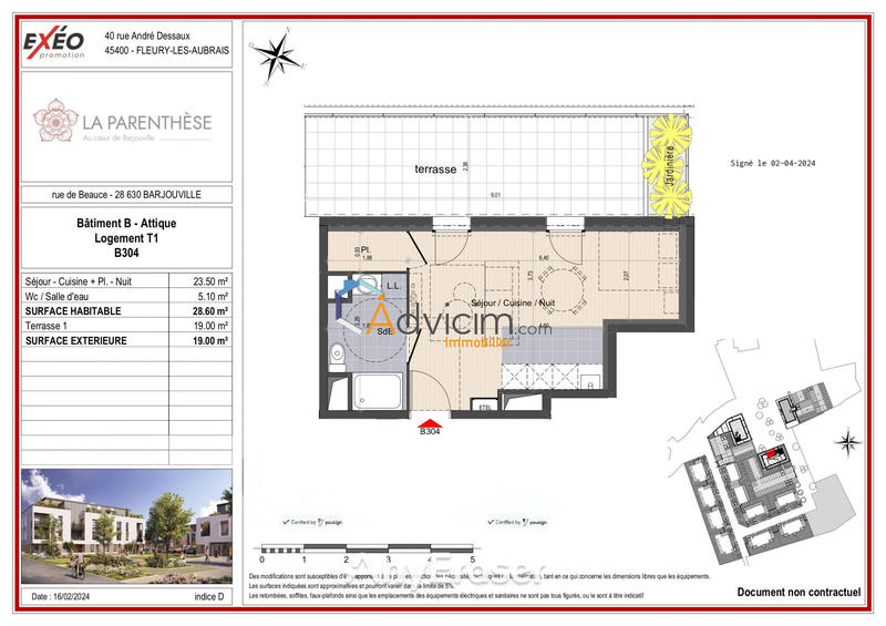 Appartement - 29 m² - 1 pièce