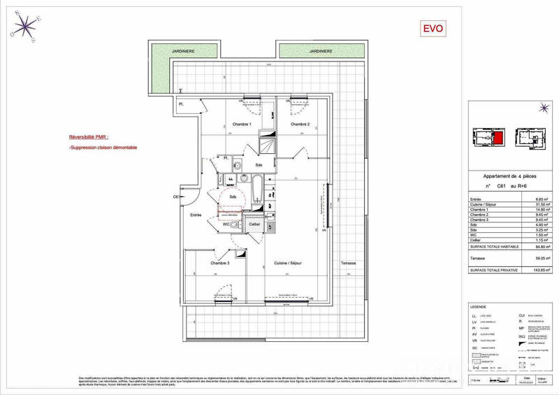 Appartement - 85 m² - 4 pièces