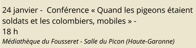 Soldats et les Colombiers, Mobiles »  Conférence « Quand les Pigeons Étaient