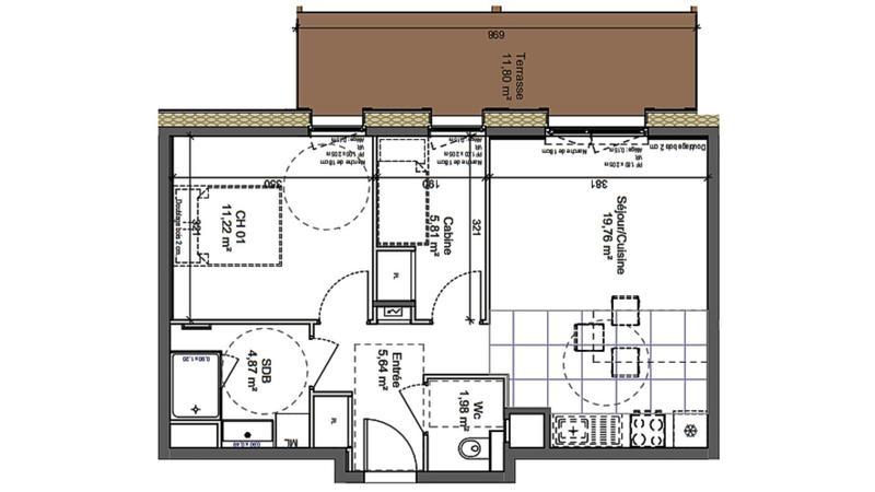 Appartement - 49 m² - 2 pièces