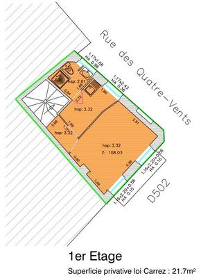 Studio - 21 m² - 1 pièce