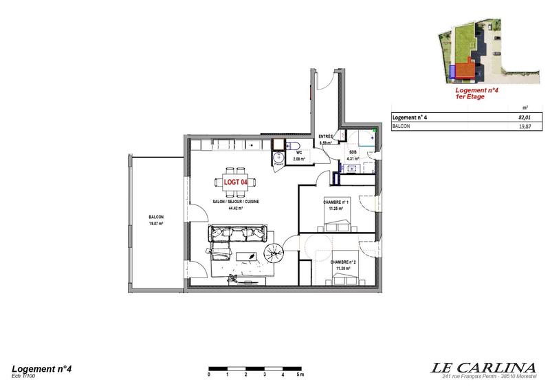 Appartement - 82 m² - 3 pièces