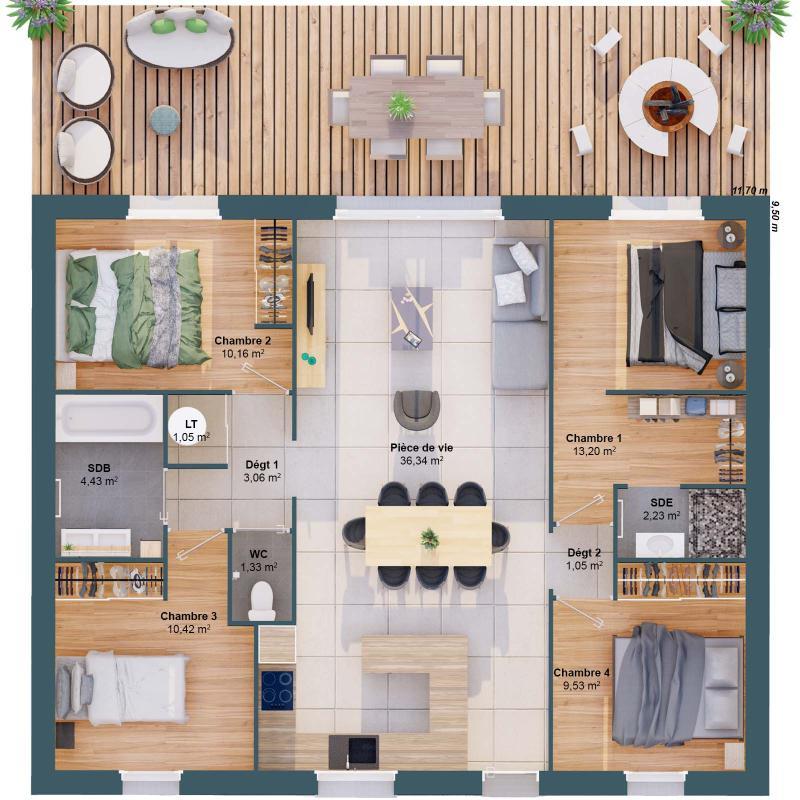 Maison - 93 m² - 6 pièces