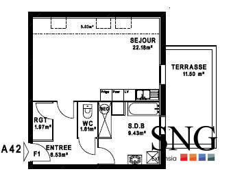 Appartement - 41 m² - 1 pièce