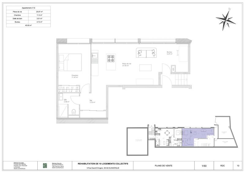 Appartement - 46 m² - 2 pièces