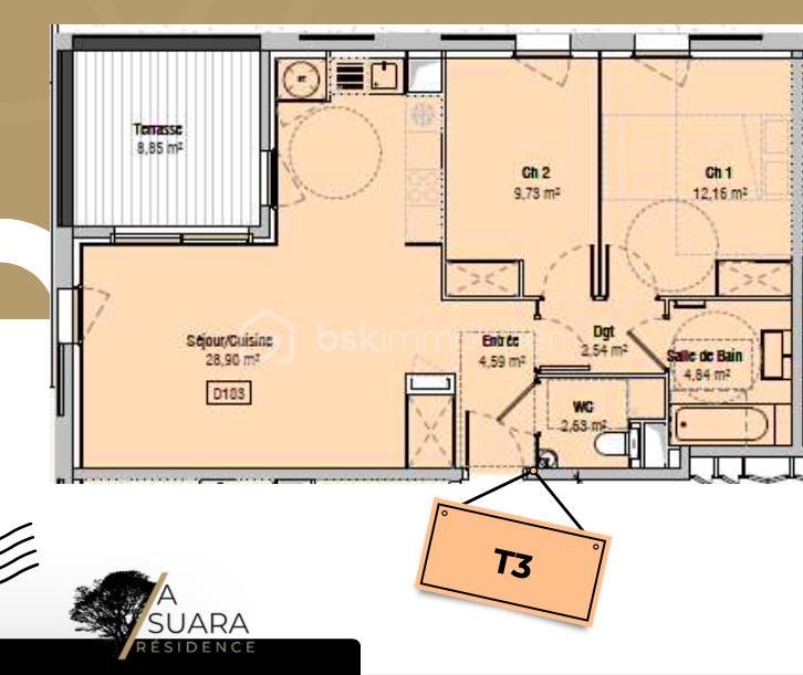 Appartement - 65 m² - 3 pièces