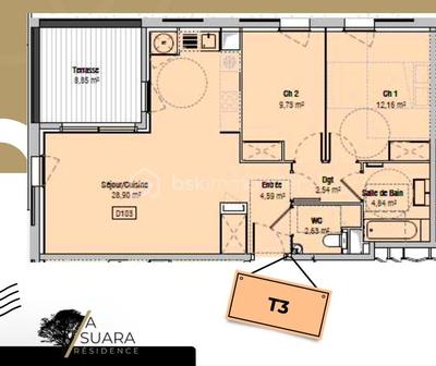 Appartement - 65 m² - 3 pièces