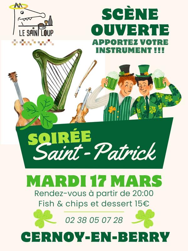 Scène ouverte de la Saint-Patrick au restaurant le Saint Loup