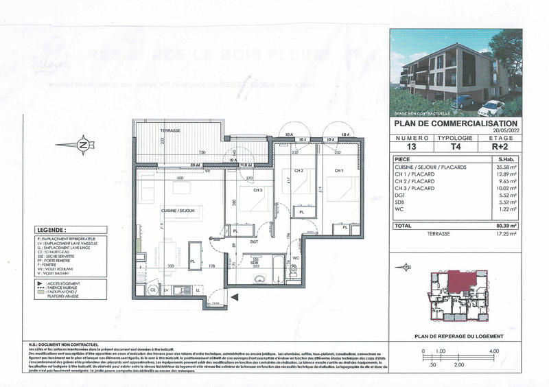 Appartement - 80 m² - 4 pièces