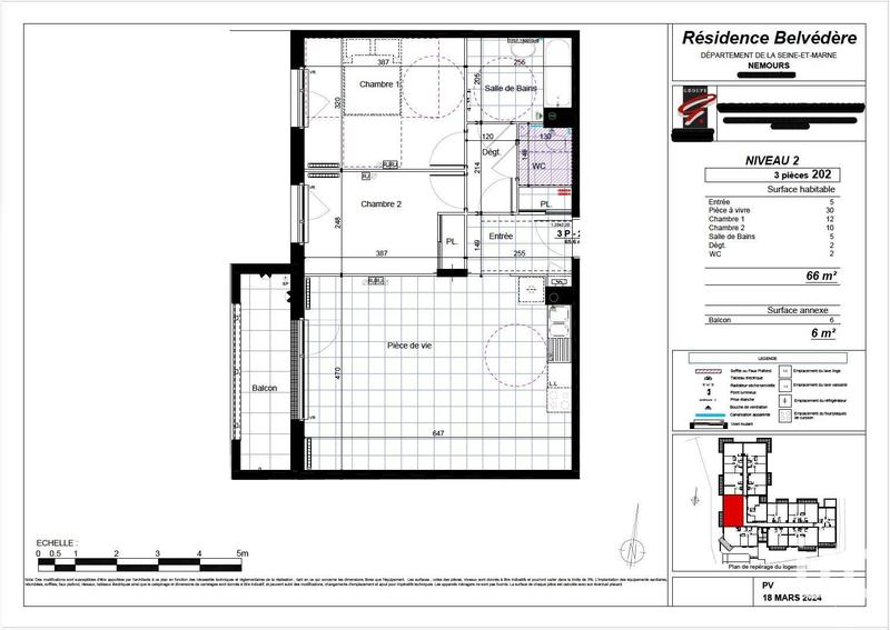 Appartement - 65 m² - 3 pièces