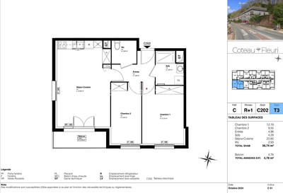 Appartement - 56 m² - 3 pièces