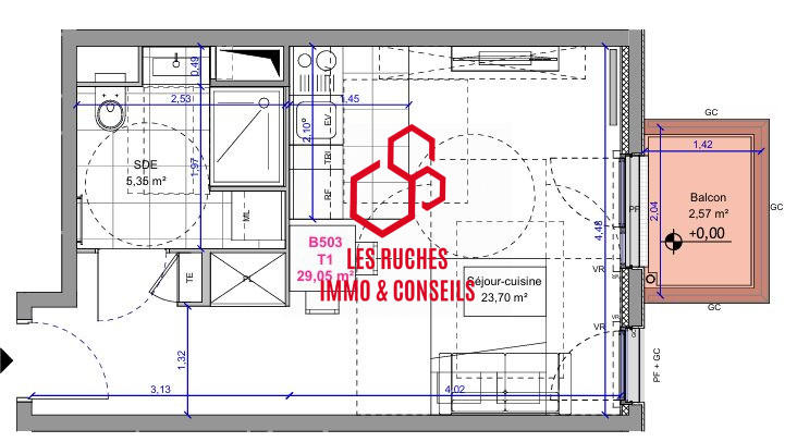 Appartement - 29 m² - 1 pièce