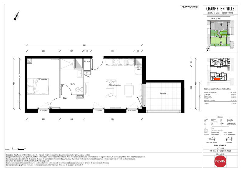 Appartement - 40 m² - 2 pièces
