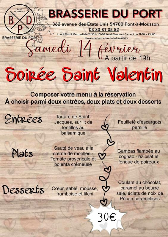 Soirée de la Saint Valentin à la Brasserie du Port
