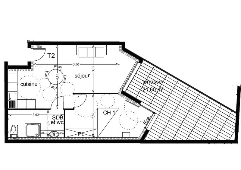 Appartement - 45 m² - 2 pièces