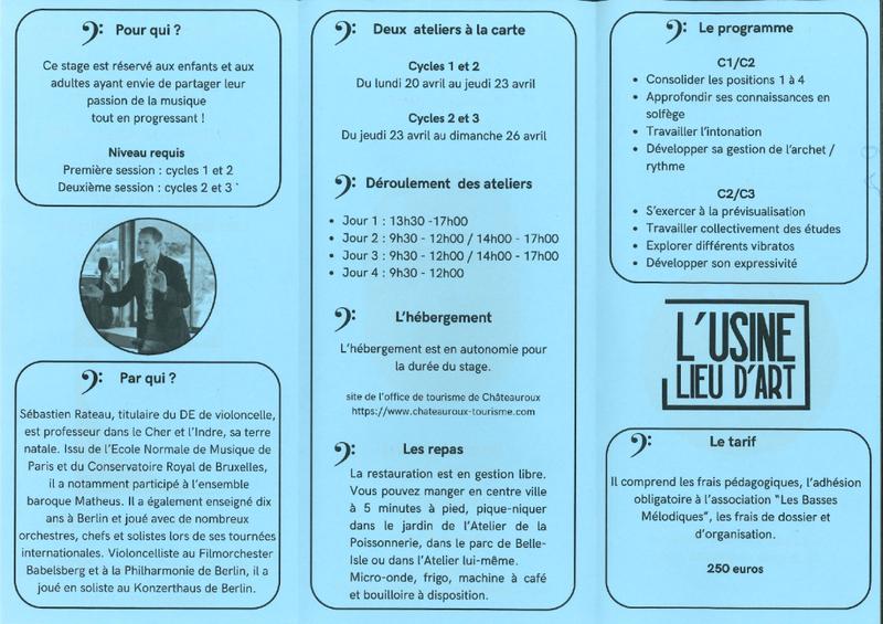 Stage : les petits ateliers du Violoncelle