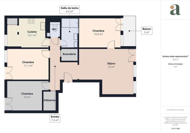 Appartement - 78 m² - 4 pièces