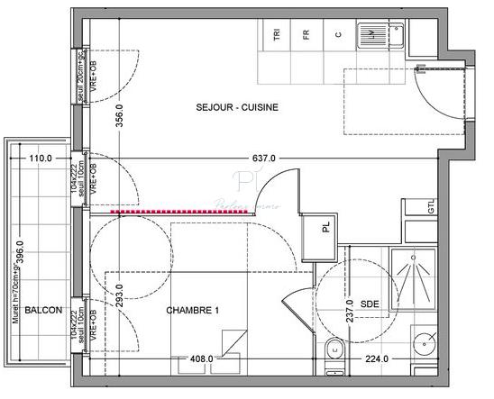 Appartement - 40 m² - 2 pièces