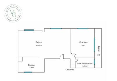 Appartement - 50 m² - 2 pièces