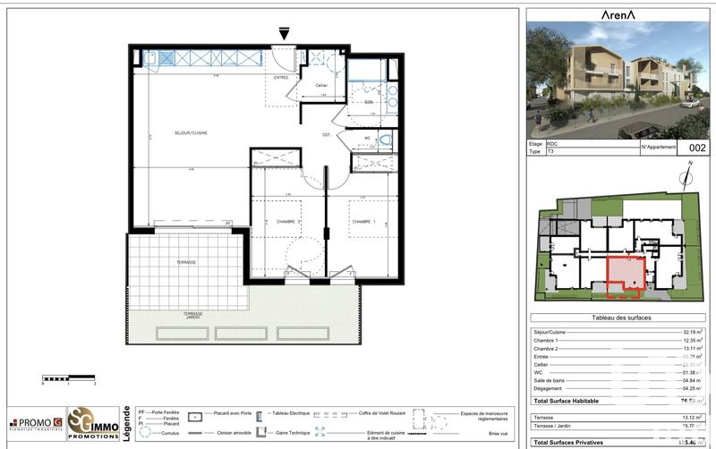 Appartement - 77 m² - 3 pièces