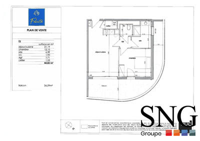 Appartement - 45 m² - 2 pièces