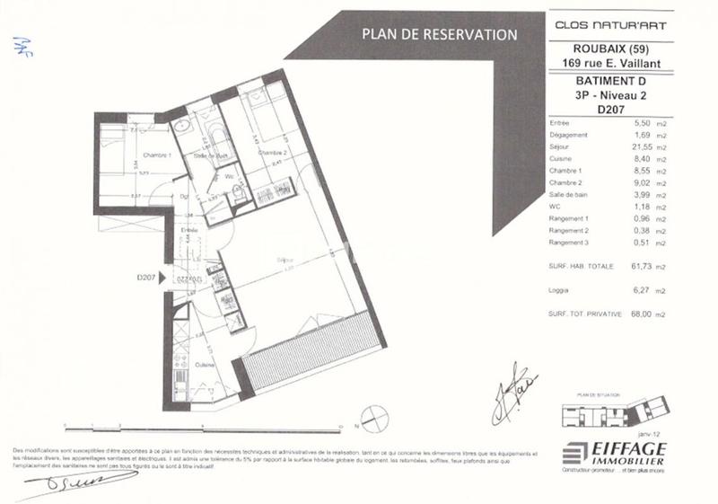 Appartement - 61 m² - 3 pièces