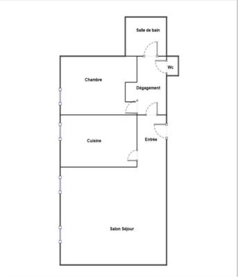 Appartement - 50 m² - 2 pièces