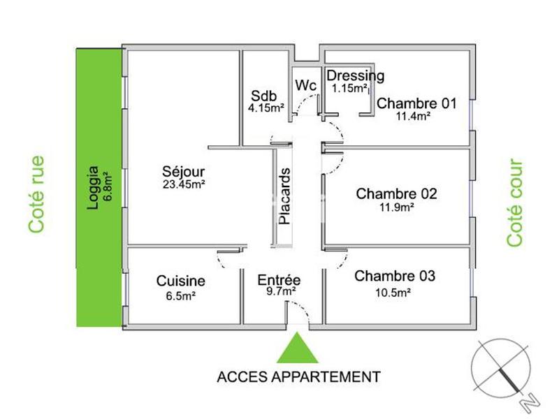 Appartement - 80 m² - 4 pièces