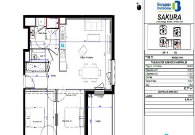 Appartement - 67 m² - 3 pièces