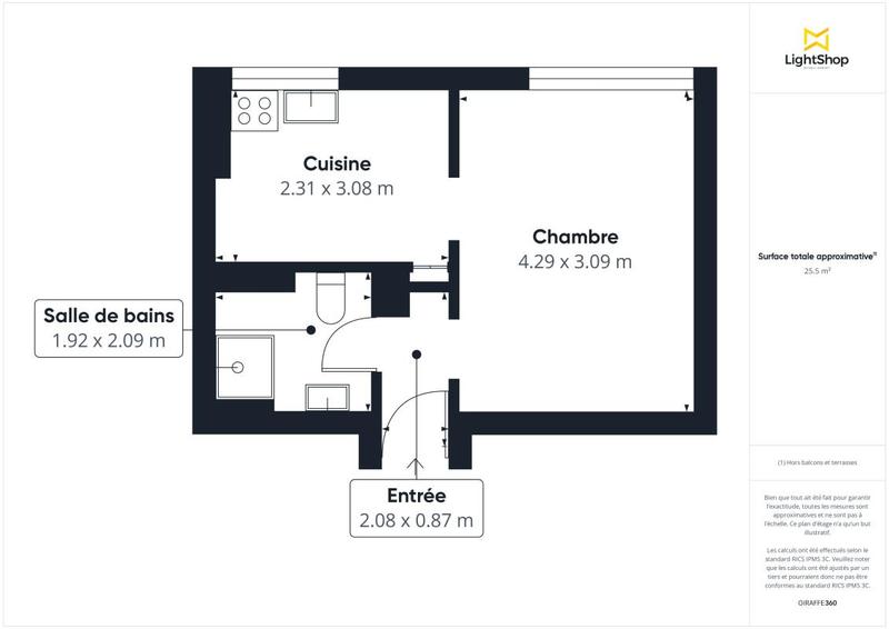 Appartement - 26 m² - 1 pièce
