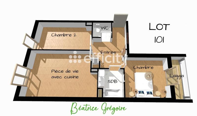 Appartement - 62 m² - 3 pièces