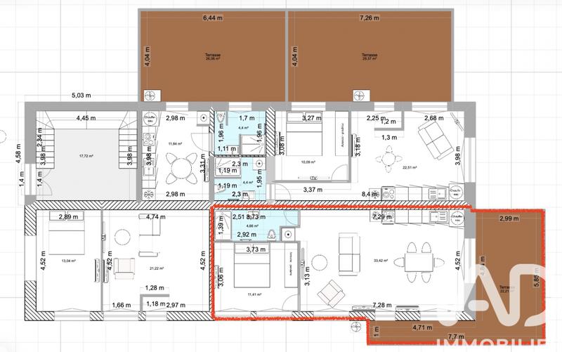 Appartement - 50 m² - 2 pièces