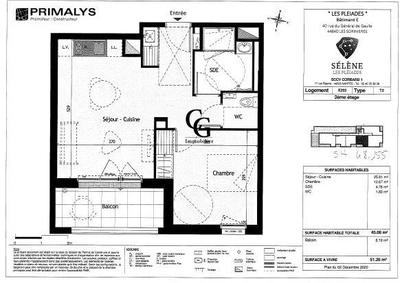 Appartement - 45 m² - 2 pièces