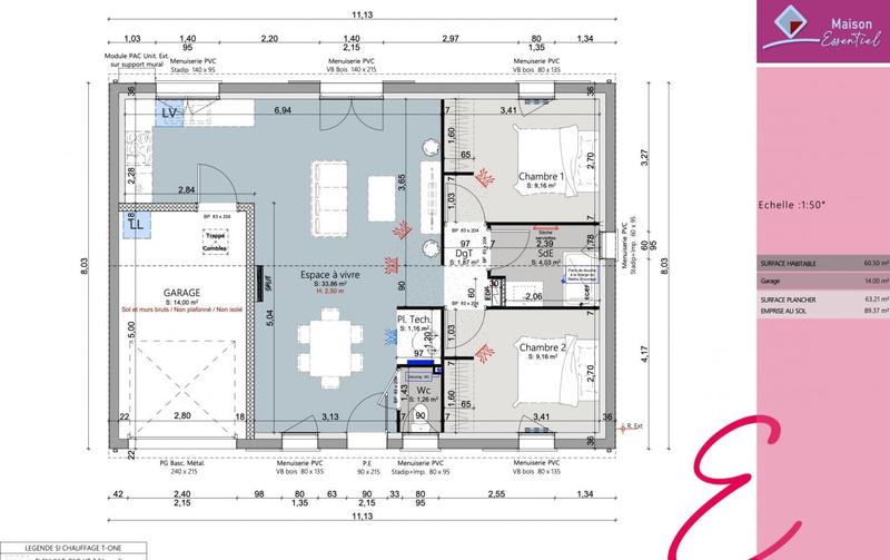 Maison - 60 m² - 3 pièces