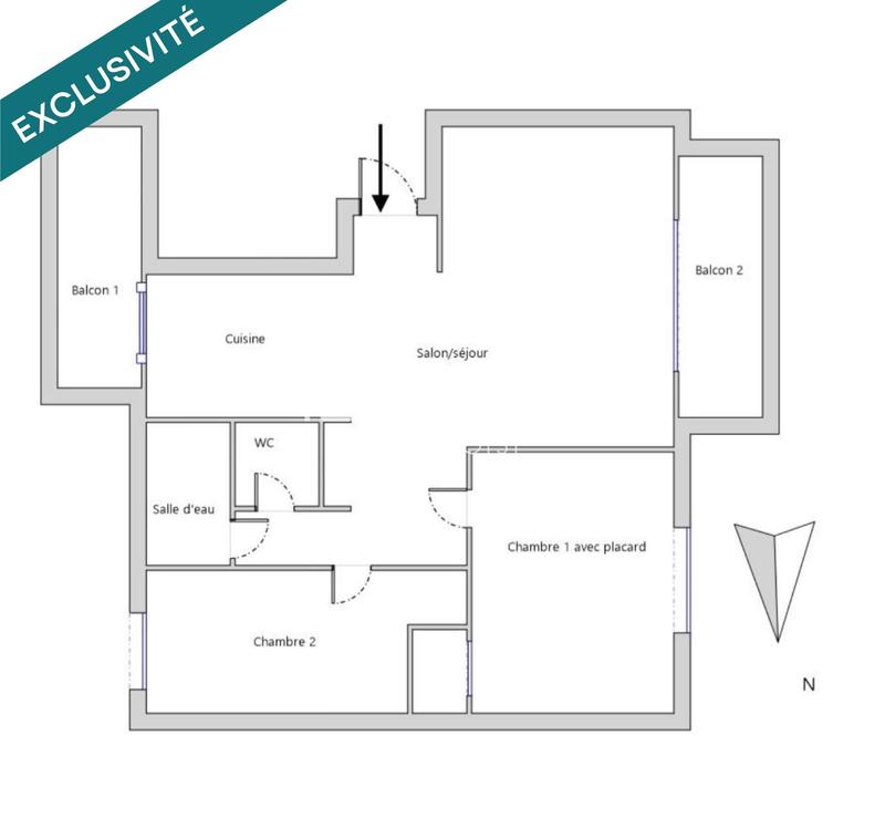 Appartement - 54 m² - 3 pièces