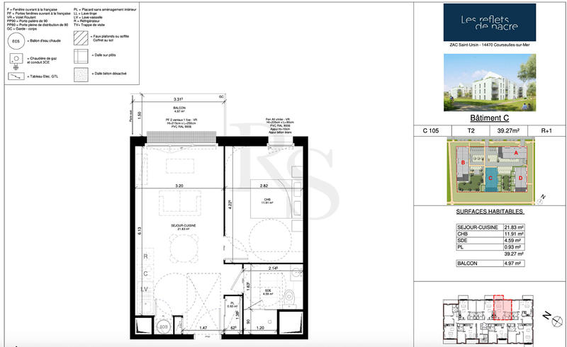 Appartement - 39 m² - 2 pièces