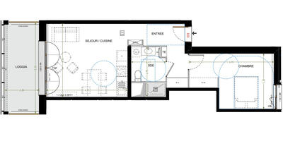 Appartement - 47 m² - 2 pièces