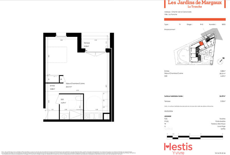 Appartement - 37 m² - 1 pièce