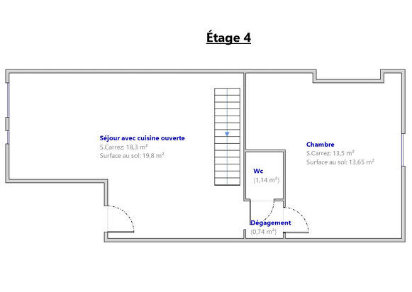 Appartement ancien - 52 m² - 3 pièces