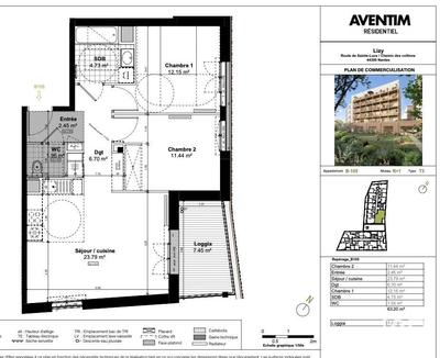 Appartement - 63 m² - 3 pièces