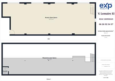 Bureau - 164 m² - 2 pièces