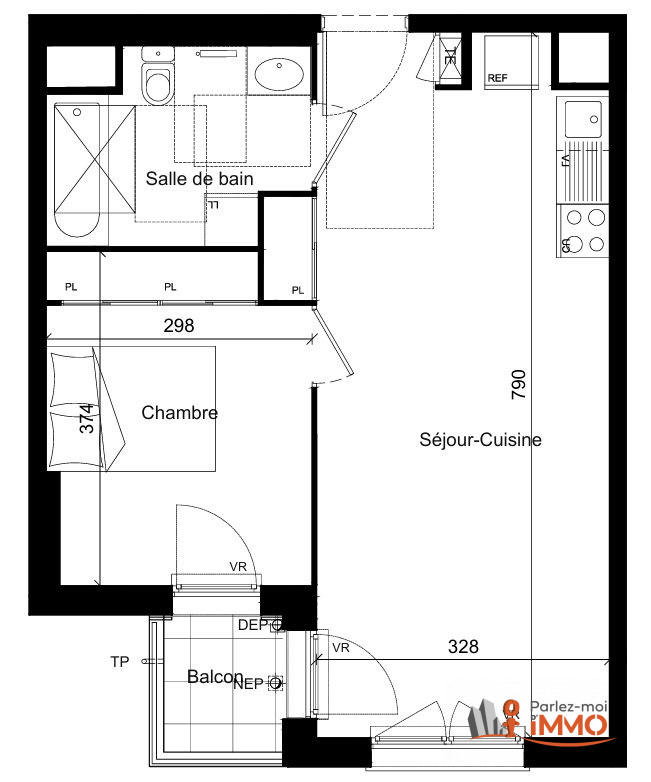 Appartement - 42 m² - 2 pièces