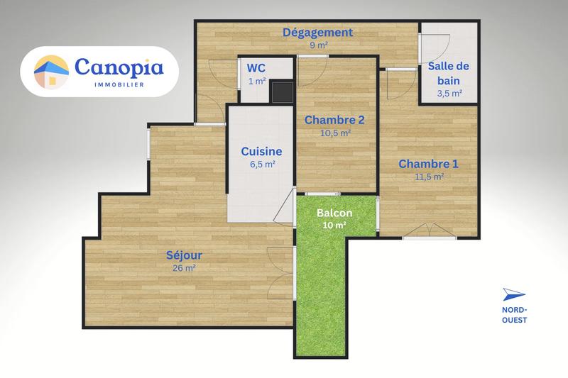 Appartement - 68 m² - 3 pièces